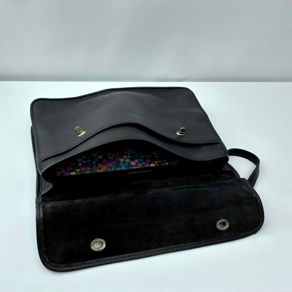 Vintage Laura USA Black Leather Satchel with Shoulder Strap - Laptop Bag - Picture 13 of 13